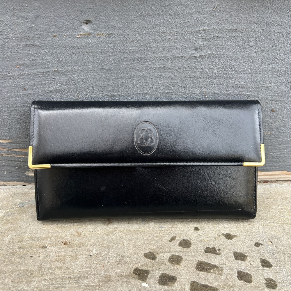 Lady Buxton Vintage Genuine Black Leather Banker Calculator &  Planner Clutch